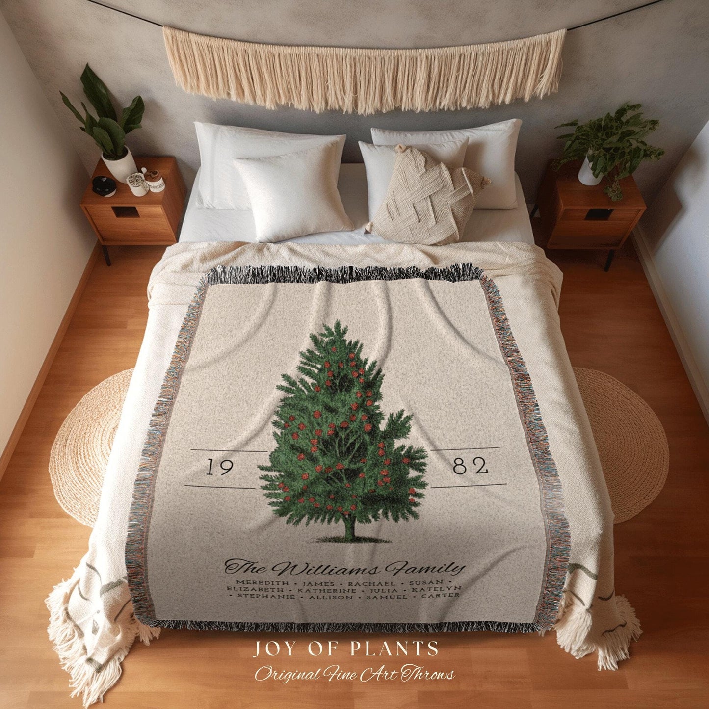 Custom Family Tree Throw Sentimental Keepsake Blanket Family Name Gift Personalized Tapestry Blanket with Names Thoughtful Gift for Mom Nana