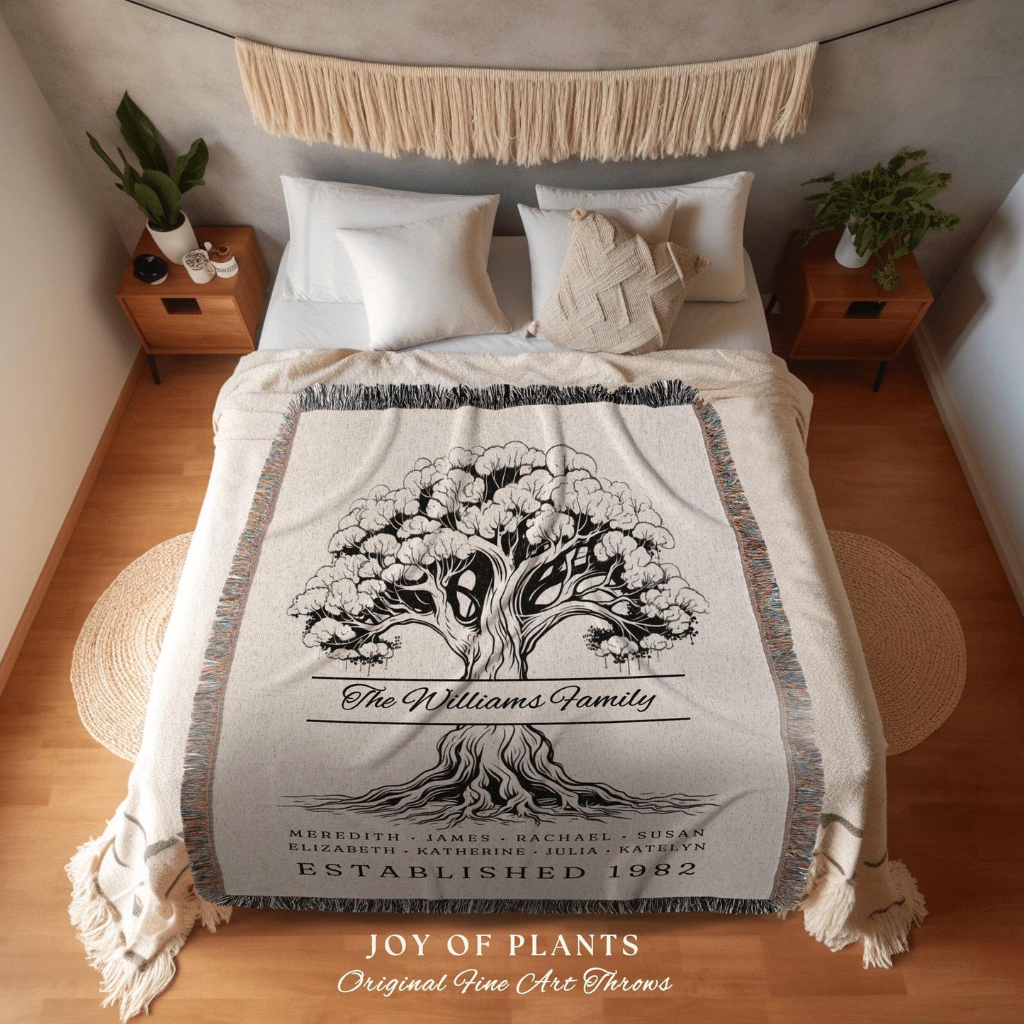 Family Tree Blanket Last Name Gift | Custom Family Tree Personalized Mother's Day Gift Custom Blanket for Mom Sentimental Family Gift Custom