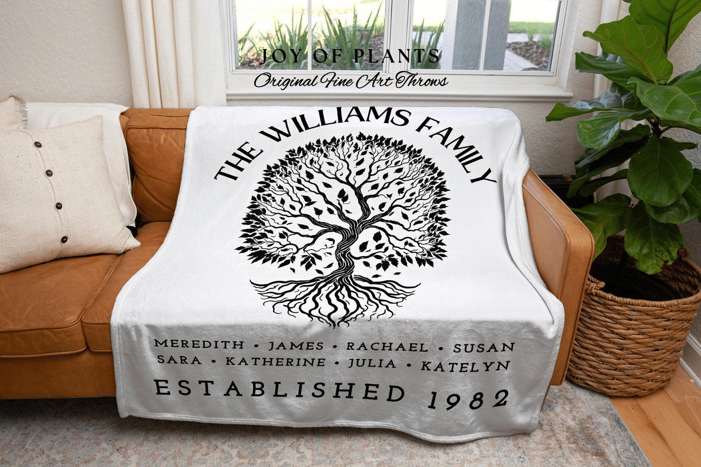 Family Name Custom Gift | Family Tree Personalized Mother's Day Gift Custom Blanket for Mom Sentimental Family Gift Woven Throw Blanket Gift