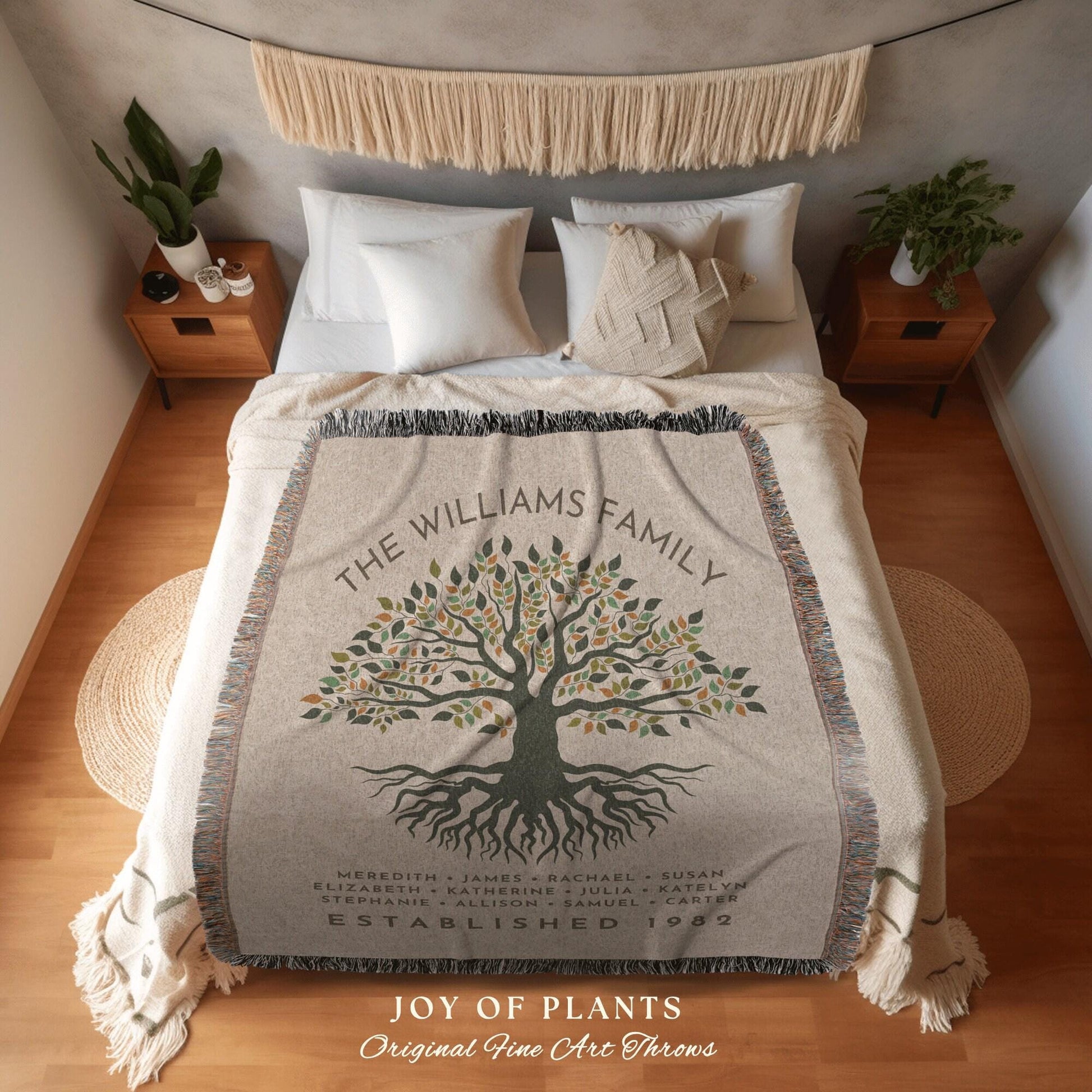 Family Tree Custom Blanket Woven | Heritage Blanket Custom Family Gift Meaningful | Thoughtful Wedding Gift Sentimental Gift for Family Tree