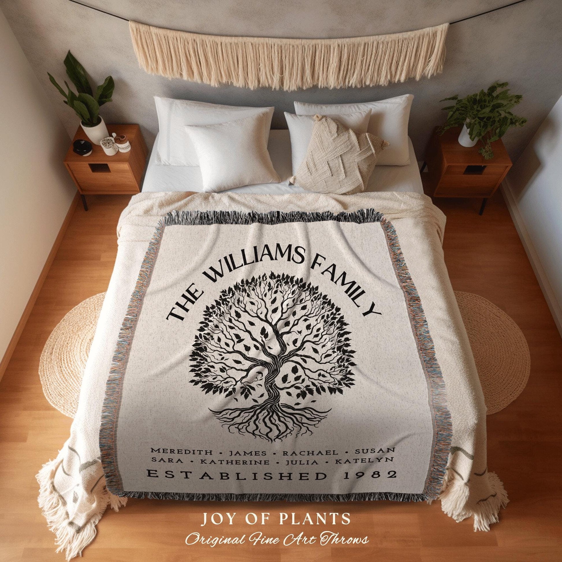 Family Name Custom Gift | Family Tree Personalized Mother's Day Gift Custom Blanket for Mom Sentimental Family Gift Woven Throw Blanket Gift