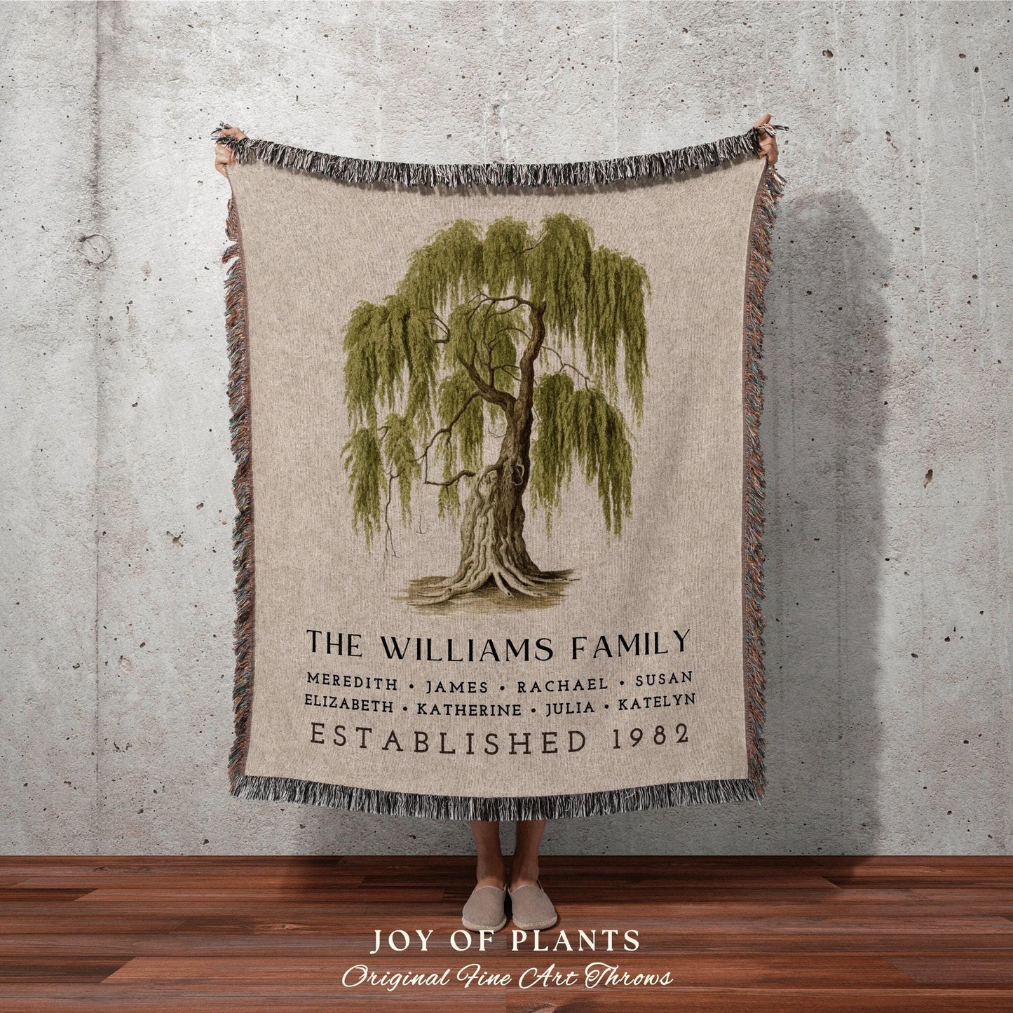 Willow Tree Blanket Personalized | Gift Custom Family Tree Personalized Mother's Day Gift Custom Blanket for Mom Sentimental Family Gift |