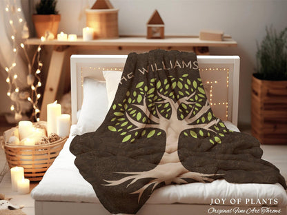 Sentimental Family Gift Custom Tree Blanket | Woven Tapestry Personalized Family Gift Meaningful | Thoughtful Gift for Grandma Personalized