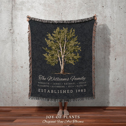 Custom Aspen Tree Family Blanket | Family Tree Personalized Mother's Day Gift Meaningful Custom Blanket for Grandma Sentimental Family Gift