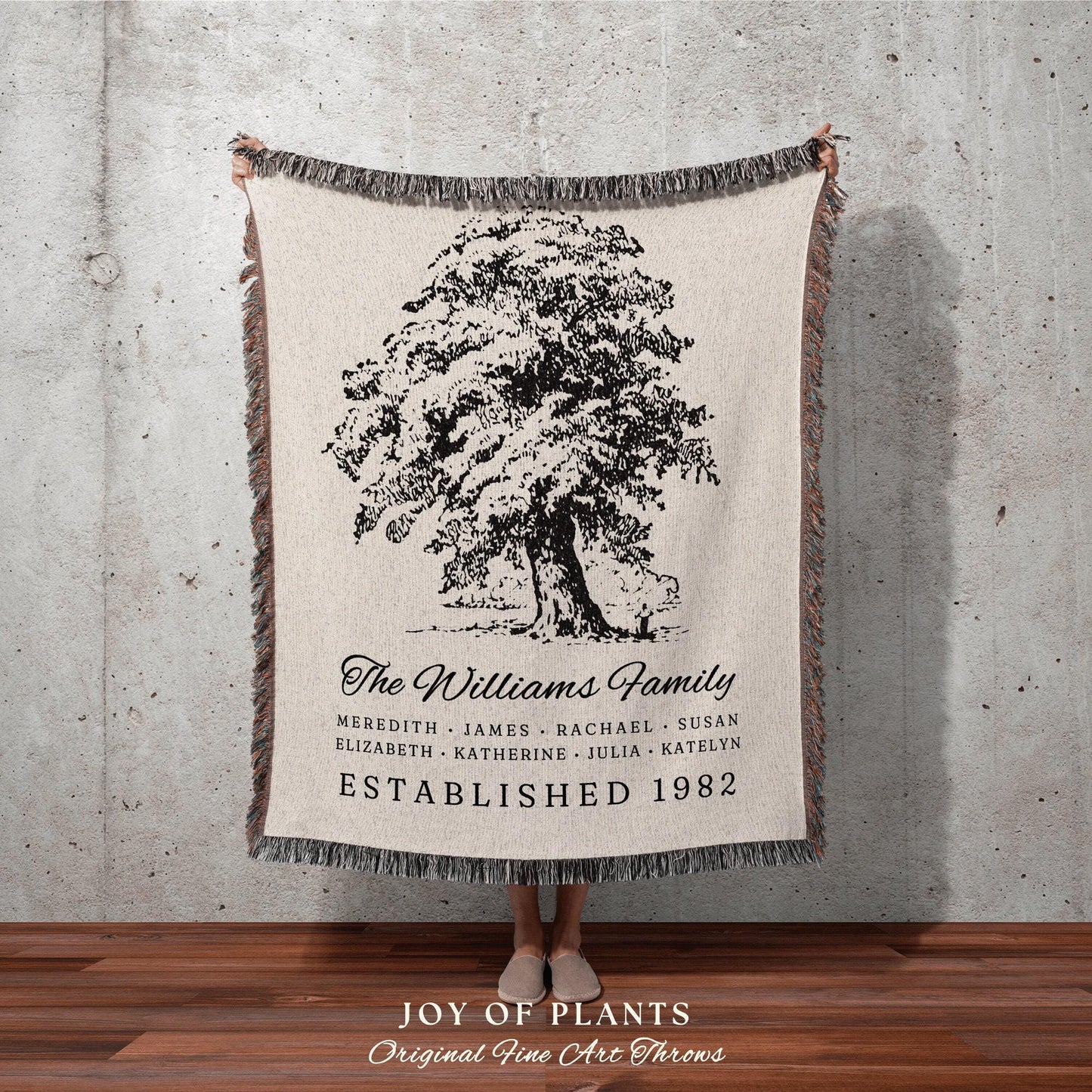 Personalized Family Tree Tapestry Woven | Family Tree Blanket Custom Family Gift Meaningful | Wedding Gift Sentimental Gift for Family Tree