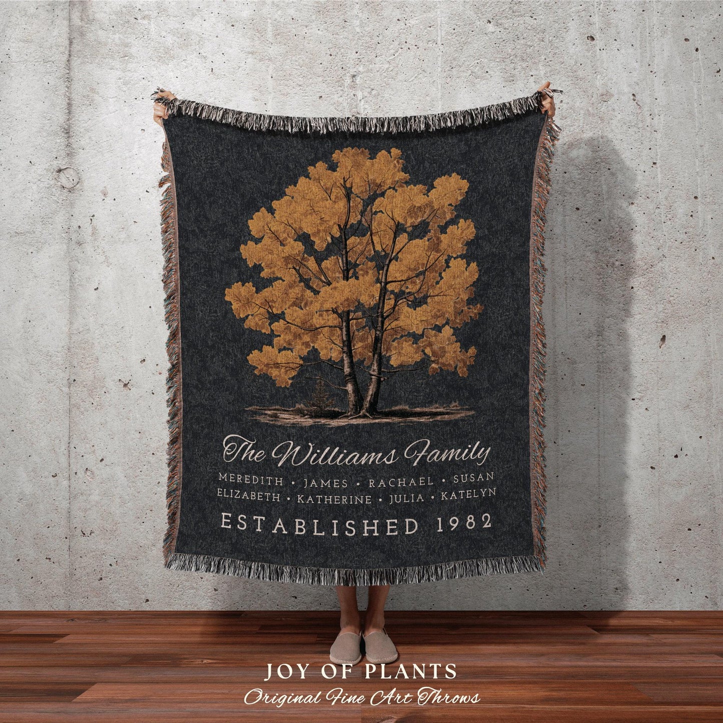 Vintage Birch Tree Family Blanket | Gift Custom Family Tree Personalized Mother's Day Gift Meaningful Custom Blanket for Grandma Sentimental