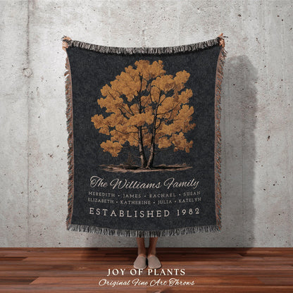 Vintage Birch Tree Family Blanket | Gift Custom Family Tree Personalized Mother's Day Gift Meaningful Custom Blanket for Grandma Sentimental