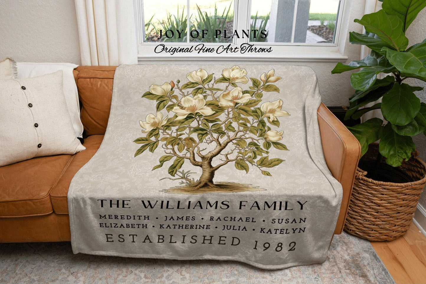 Our Family Tree Blanket Woven | Gift Custom Family Tree Personalized Mother's Day Gift Custom Blanket for Mom Sentimental Family Name Gift |