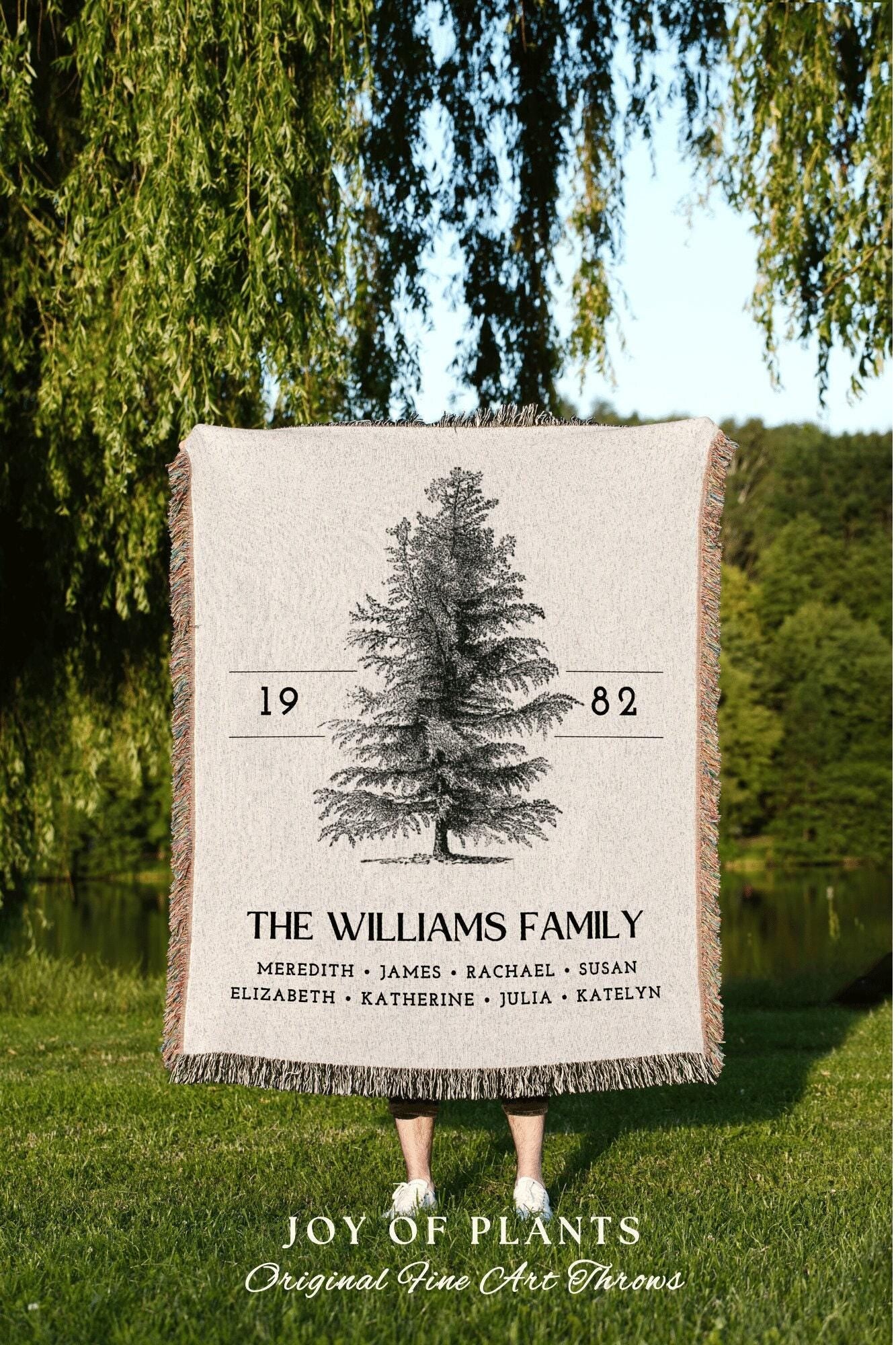 Family Name Tapestry Blanket | Family Tree Personalized Family Tapestry Meaningful | Thoughtful Gift for Grandma Sentimental Gift for Family