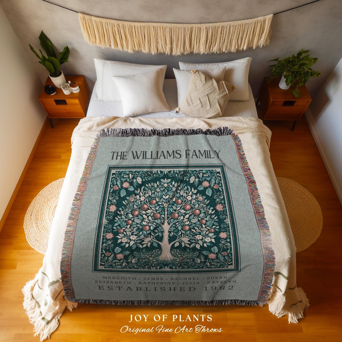 Nature Inspired Family Tree of Life Blanket Personalized Family Gift Idea Custom Meaningful Family Names Throw Beautiful Nature Decor Cozy