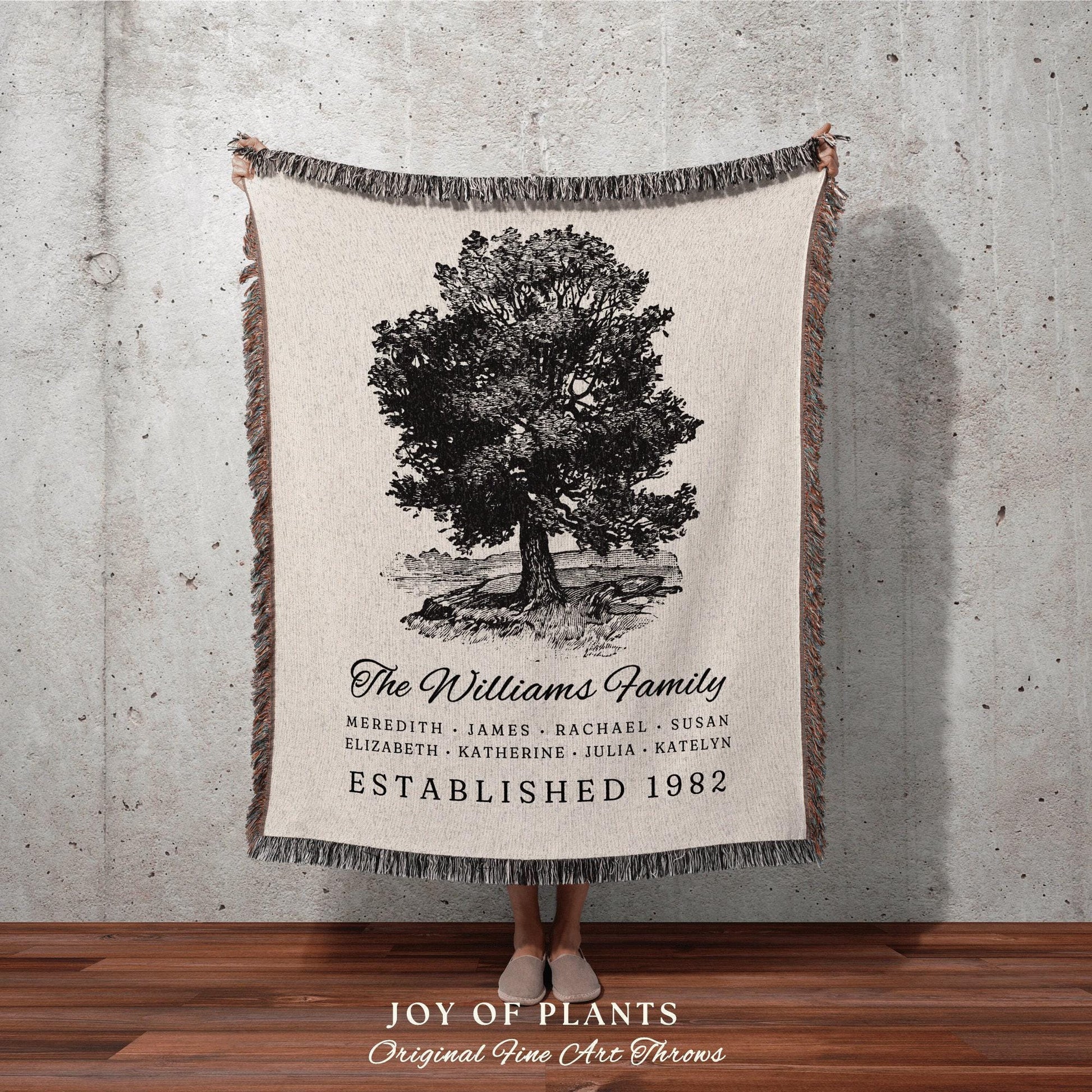 Heirloom Blanket Family Tree | Custom Family Last Name Blanket Personalized Tapestry Meaningful Mother's Day Gift Thoughtful Gift for Mom |