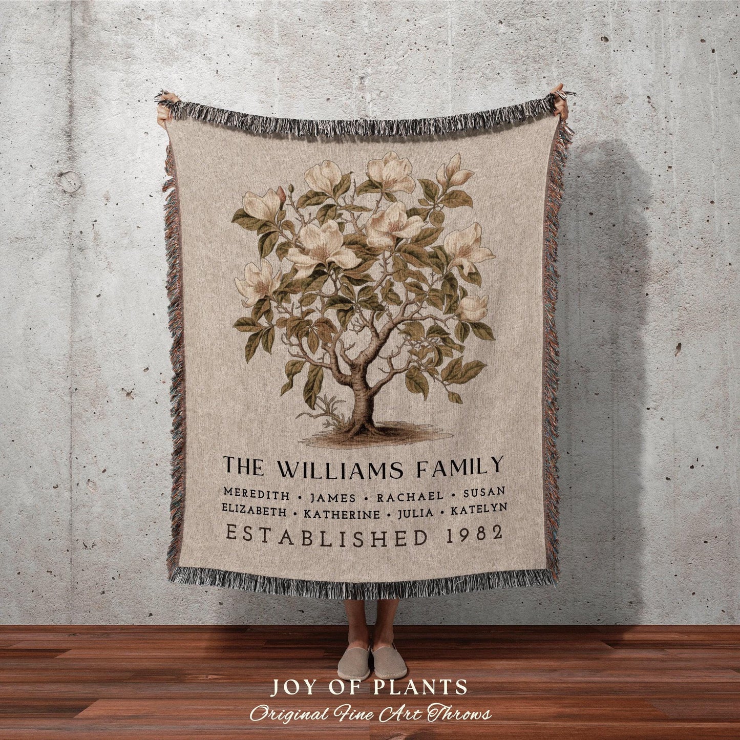 Our Family Tree Blanket Woven | Gift Custom Family Tree Personalized Mother's Day Gift Custom Blanket for Mom Sentimental Family Name Gift |