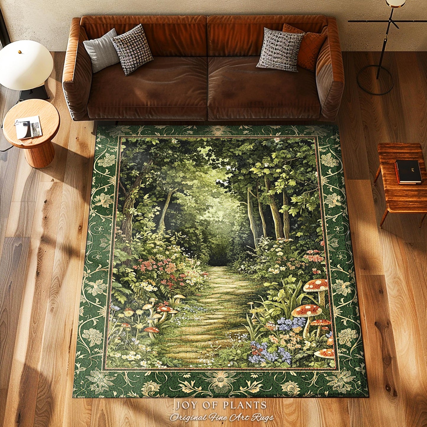 Natural Plants Ethereal Folklore Area Rug | Woodland Fairy Inspired Nature Lover Bedroom Cozy Earthy Bedroom Decor Mystical Floral Landscape