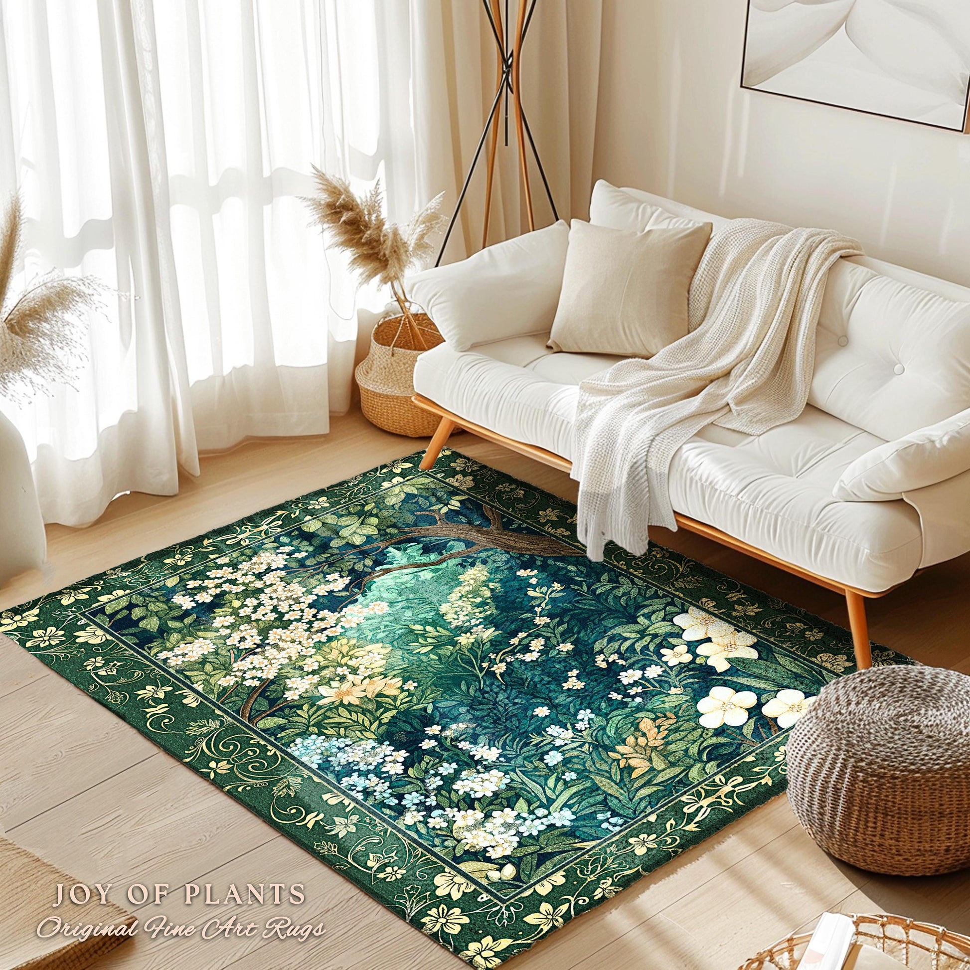 Botanical Aesthetic Forest Accent Rug | Dark Cottagecore Folklore Inspired Room Decor Ethereal Aesthetic Area Rug Fairycore Bedroom Mystical