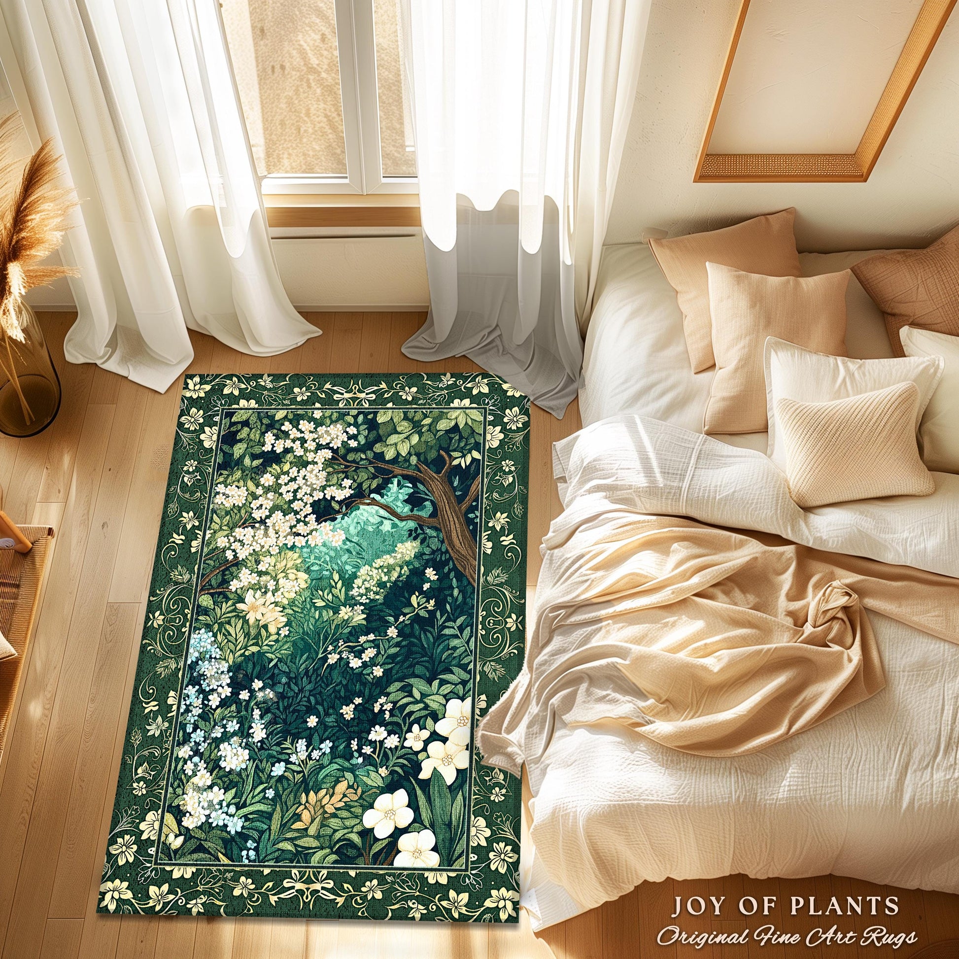 Botanical Aesthetic Forest Accent Rug | Dark Cottagecore Folklore Inspired Room Decor Ethereal Aesthetic Area Rug Fairycore Bedroom Mystical