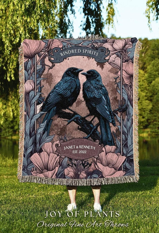 Soulmate Blanket Custom Throw Blanket Gift | Folklore Aesthetic Woven Throw Custom Dating Anniversary 'Kindred Spirits' Lovebird Tapestry |