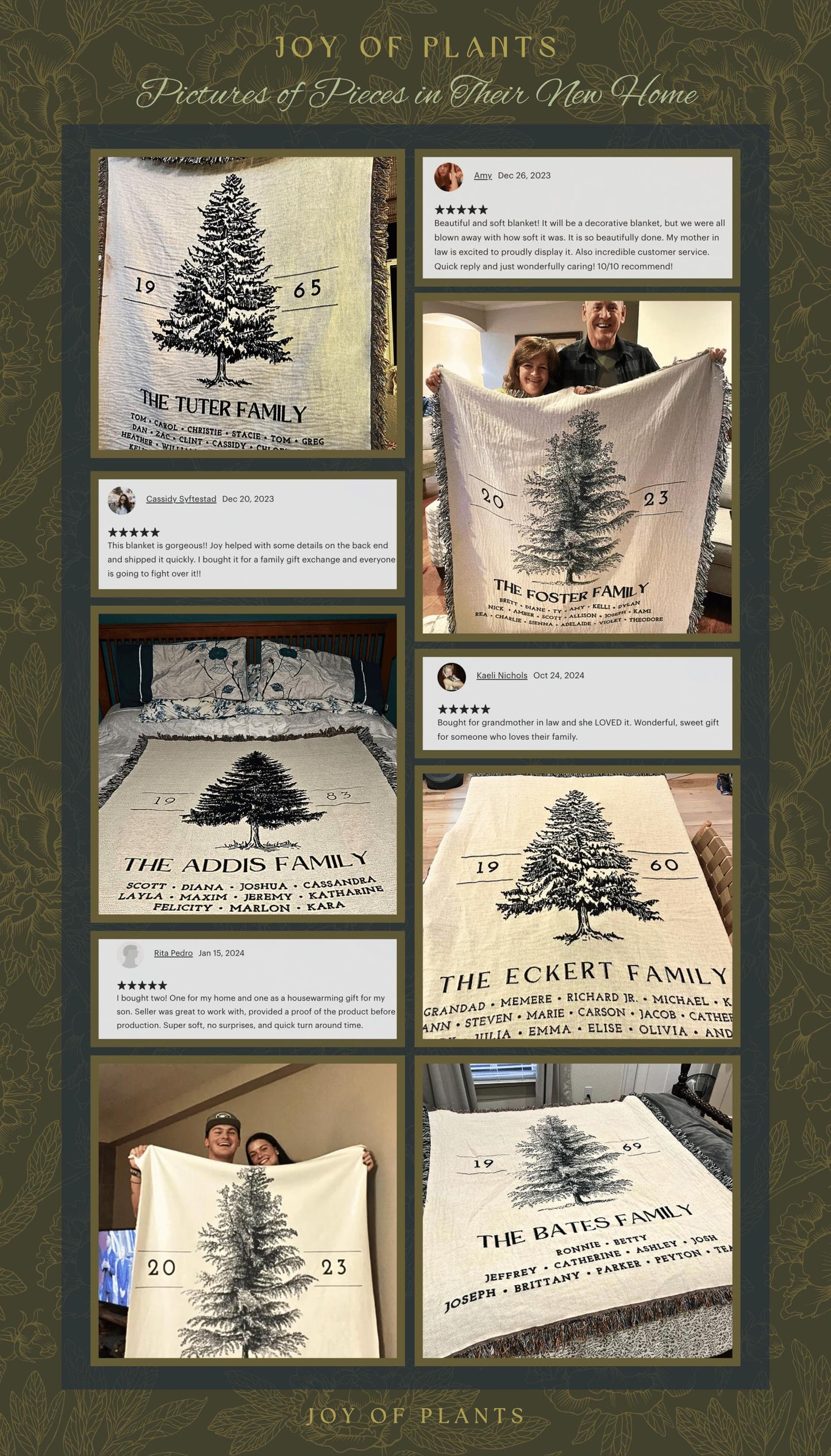 Personalized Family Name Tapestry | Family Gift Personalized Mother's Day Custom Blanket for Grandparents Sentimental Family Last Name Gift