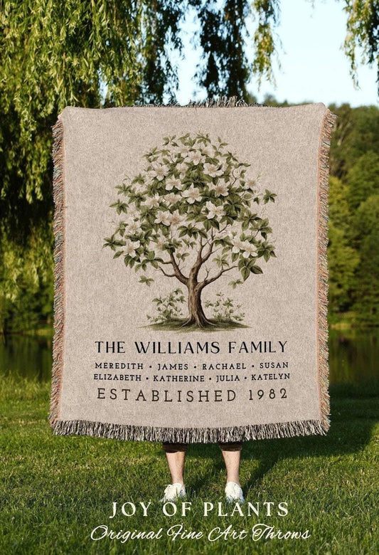 Family Name Tree Blanket | Gift Custom Family Tree Personalized Mother's Day Gift Meaningful Custom Blanket for Mom Sentimental Family Tree