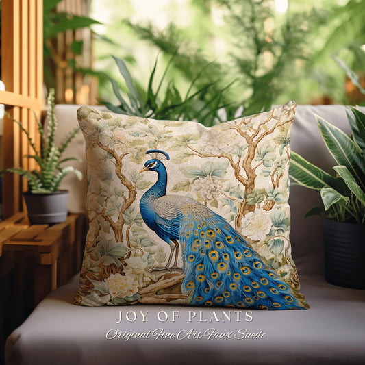 Whimsical Unique Soft Cottagecore Peacock Pillow Decorative Light Academia Peacock Art Woven Throw Pillow Whimsigothic Decor Accent Pillow