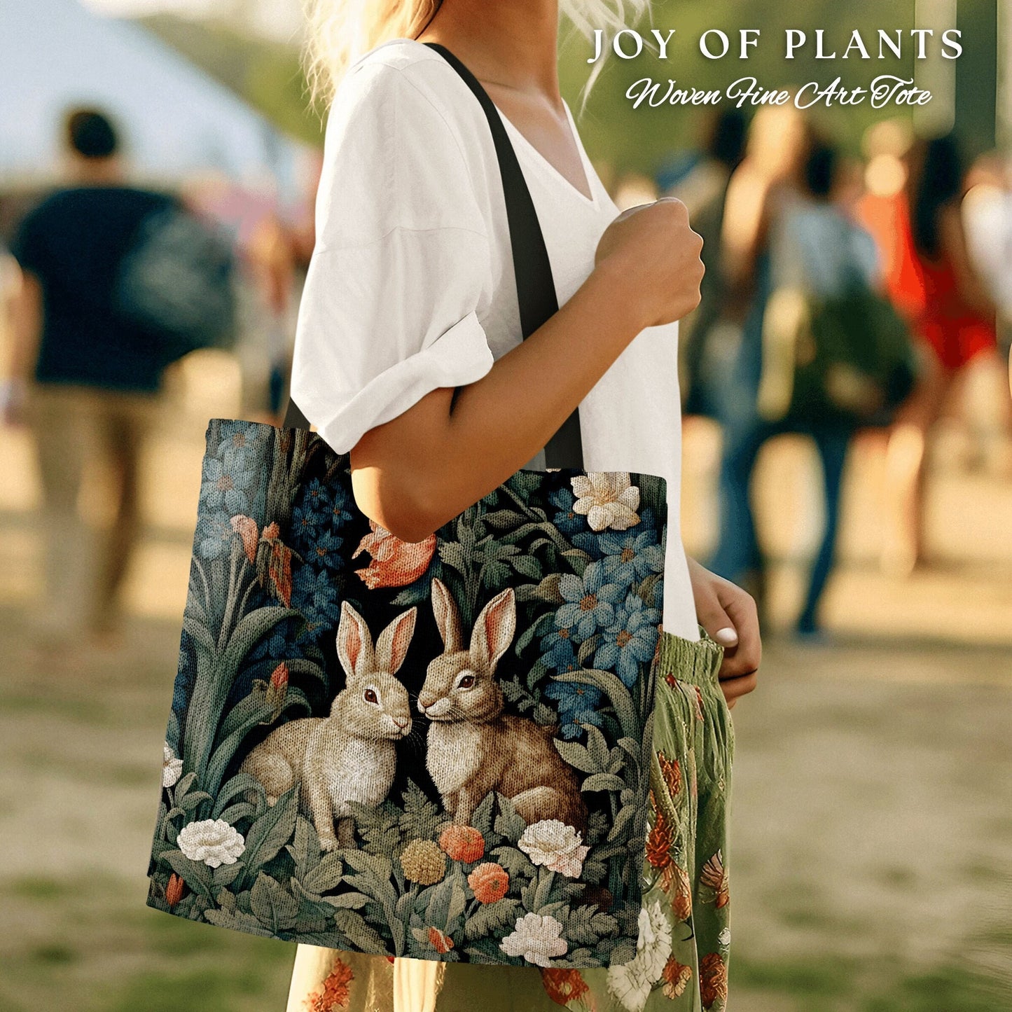 Bunny Bag Whimsical Tote | Boho Cottagecore Accessory William Morris Inspired Handbag Rabbit Satchel Fairycore Botanical Aesthetic Art |