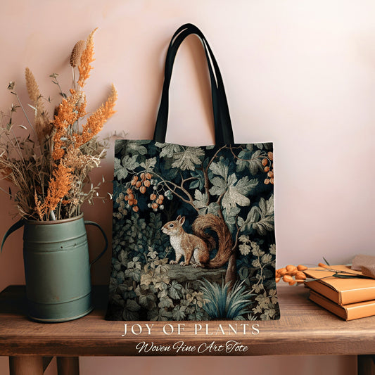 Woodland Everyday Bag Boho Gift | Cottagecore Accessory Gift William Morris Inspired Handbag Forestcore Squirrel Satchel Fairycore Botanical