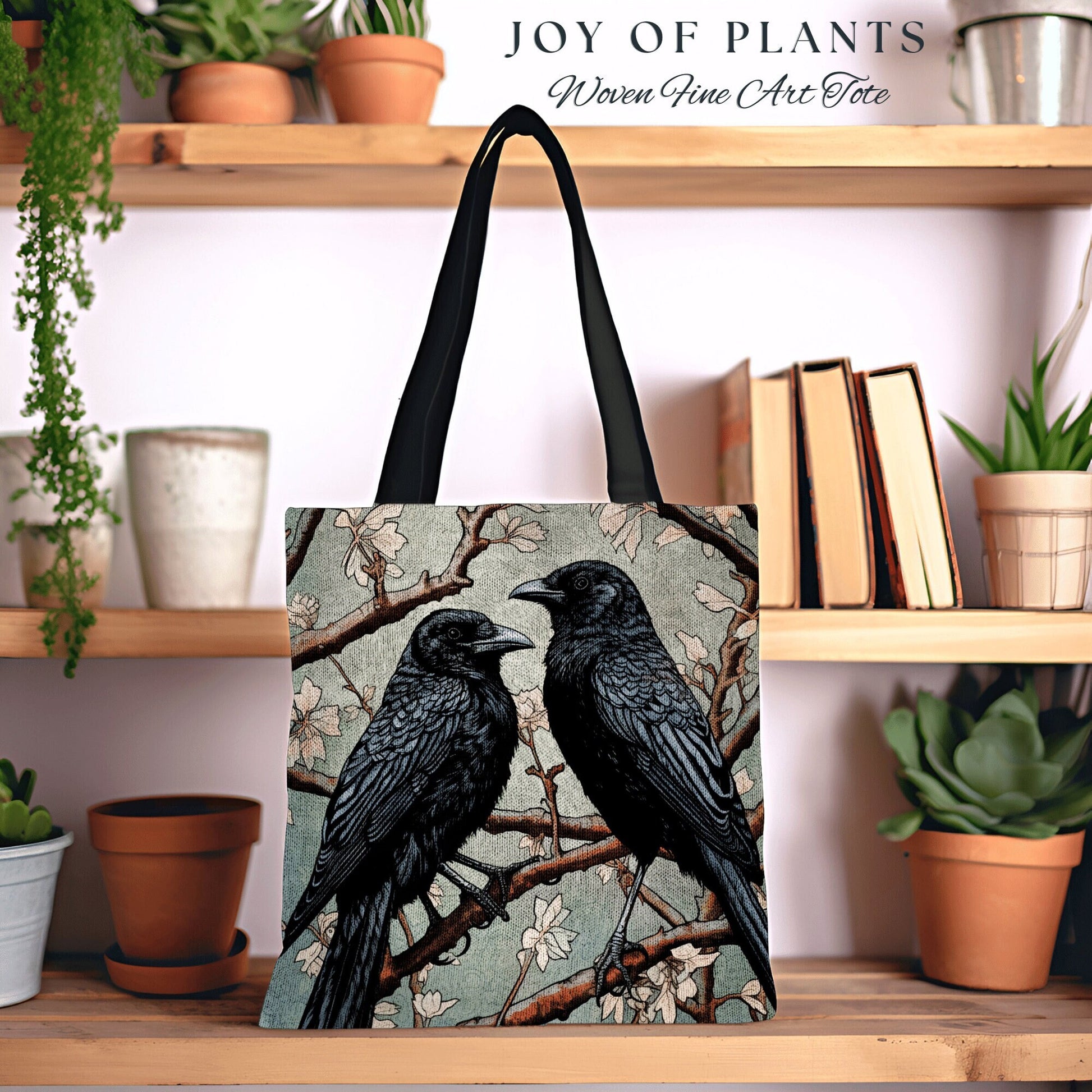 Crowcore Everyday Bag Gothic | William Morris Inspired Raven Tote Bag Crow Core Satchel Maximalist Tapestry Tote Woven Victorian Fairy Core