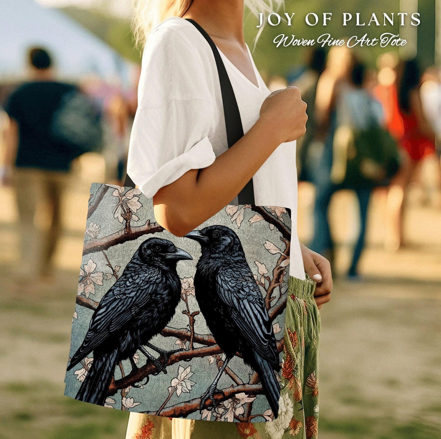 Crowcore Everyday Bag Gothic | William Morris Inspired Raven Tote Bag Crow Core Satchel Maximalist Tapestry Tote Woven Victorian Fairy Core