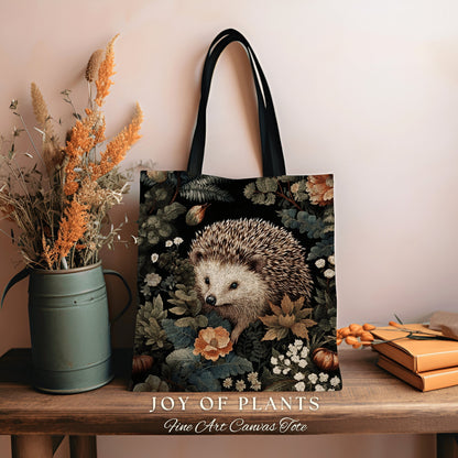 Floral Aesthetic Tote Bag Cute | Fairy Cottagecore Accessory Gift William Morris Inspired Handbag Hedge Hog Satchel Fairycore Botanical |