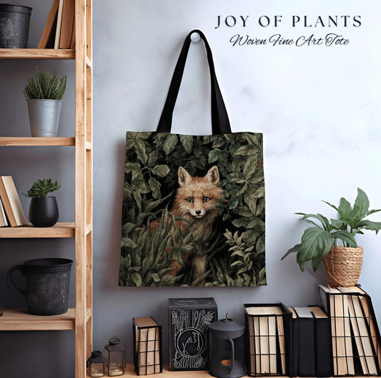 Mystic Fox Cottagecore Tote | Boho Cottagecore Accessory William Morris Inspired Handbag Fox Satchel Forestcore Fairy Aesthetic Botanical