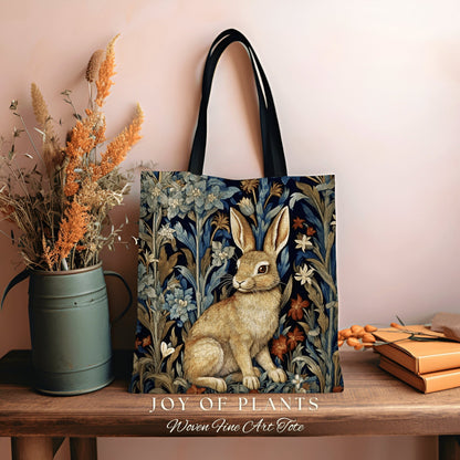 Maximalist Rabbit Tote Bag | Whimsical Nature Inspired Satchel Forestcore Tapestry Bag Cottagecore Rabbit Themed Fairycore Spring Fashion