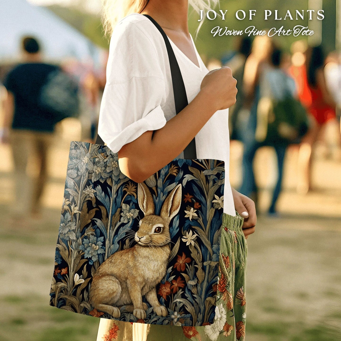 Maximalist Rabbit Tote Bag | Whimsical Nature Inspired Satchel Forestcore Tapestry Bag Cottagecore Rabbit Themed Fairycore Spring Fashion