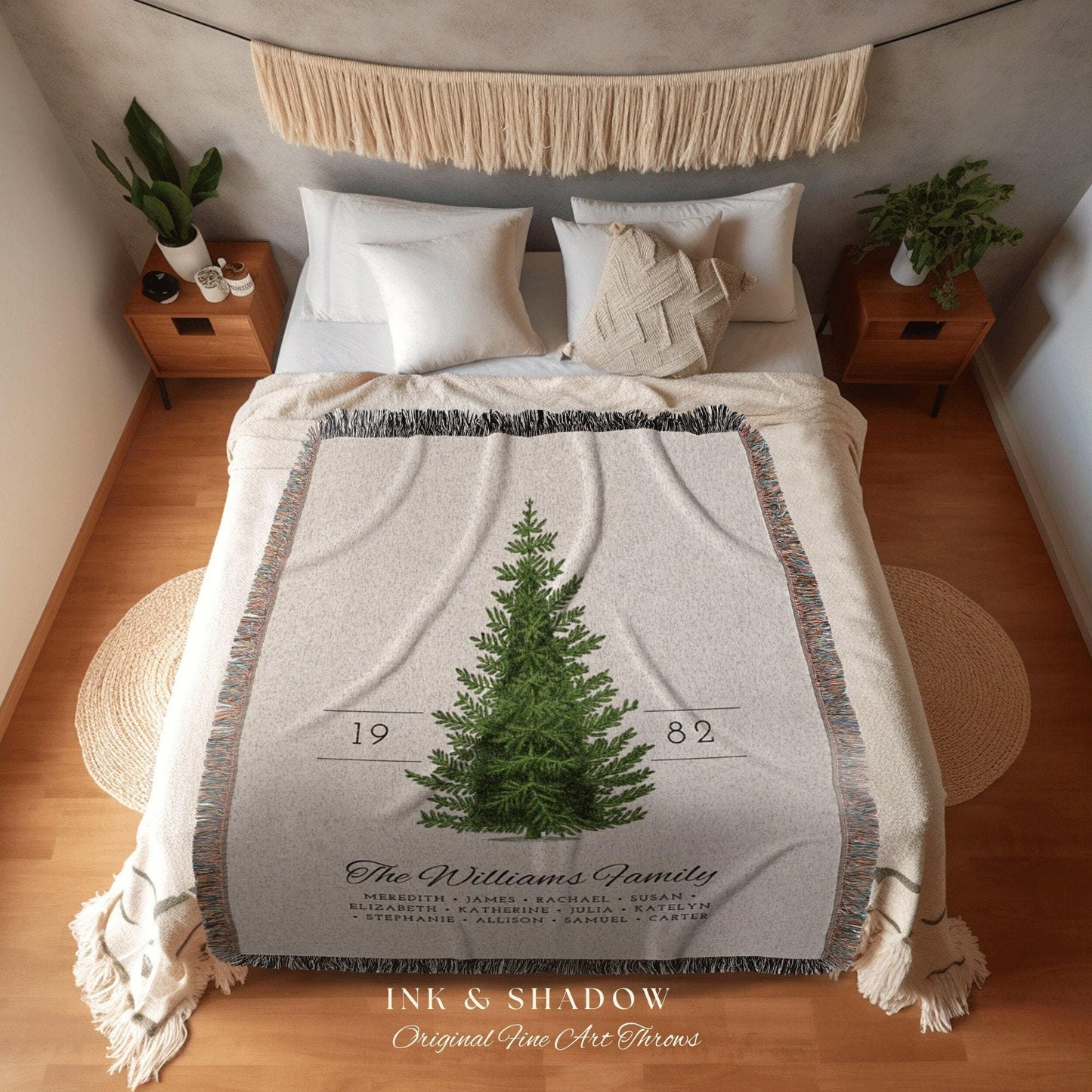 Family Tree Blanket Christmas Gift Custom Family Tree Personalized Tapestry Meaningful Gift for Grandparents Sentimental Family Name Blanket