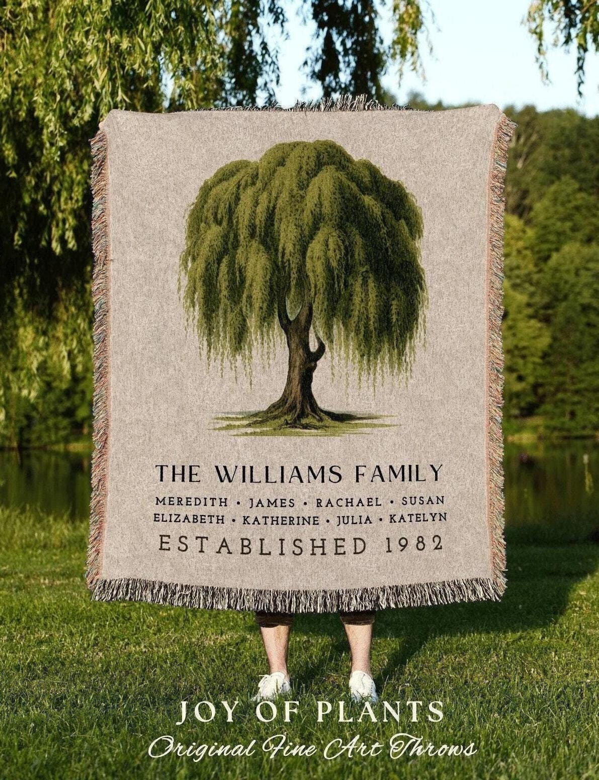 Custom Family Name Tapestry | Family Tree Gift Personalized Mother's Day Custom Blanket for Grandparents Sentimental Family Gift Custom Name