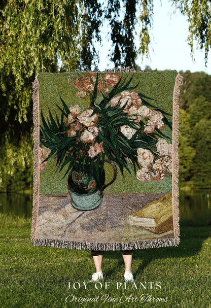 Vintage Floral Throw Blanket | Vincent Van Gogh Tapestry Aesthetic | Iris Bouquet Woven Blanket | Art Teacher Gift | Custom Painting Blanket