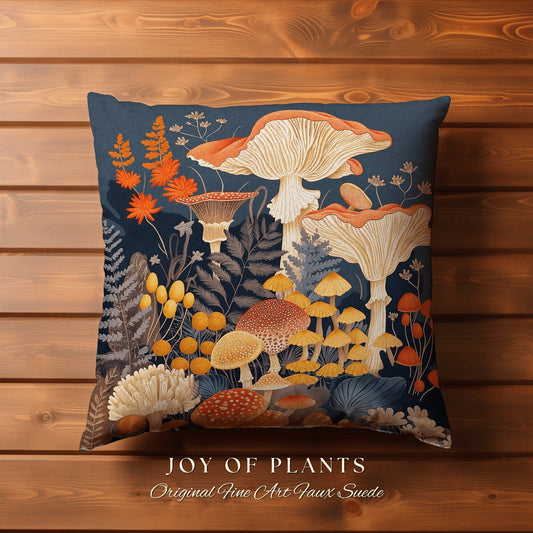 Retro Mushroom Pillow Forestcore | Mystical Room Decor Eclectic Gift for Reading Nook Fairycore Toadstool Cushion Woodland Fairy Aesthetic |