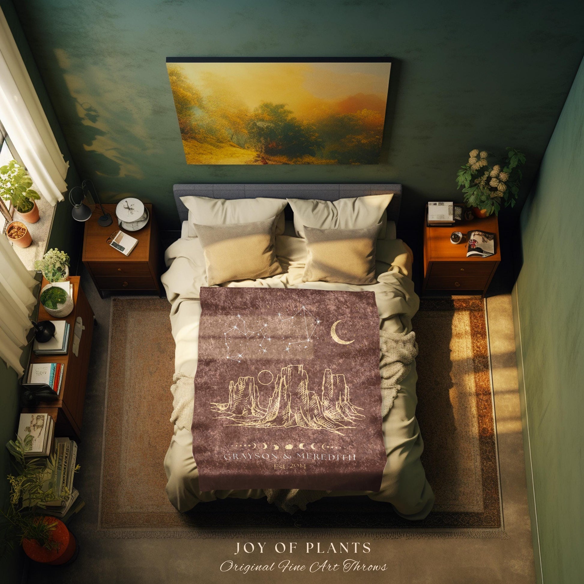 Cozy Couple Constellation Throw | Western Aesthetic Personalized Large Blanket Sentimental His & Hers Desert Aesthetic Zodiac Sign Couple