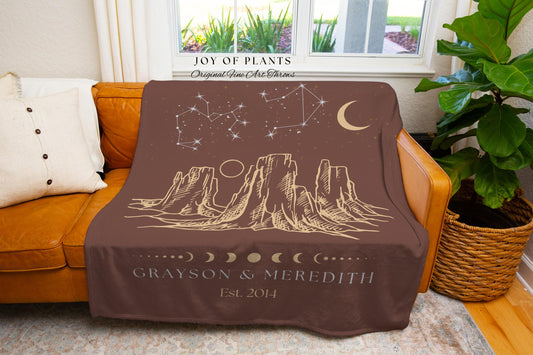 Cozy Couple Constellation Throw | Western Aesthetic Personalized Large Blanket Sentimental His & Hers Desert Aesthetic Zodiac Sign Couple