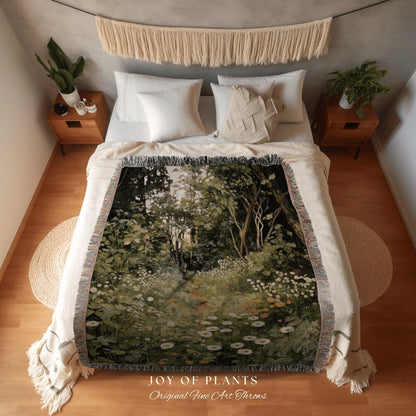 Woodland Botanical Blanket | Goblincore Tapestry Blanket Botanical Fairy Grunge Room Decor Fairycore Floral Cottagecore Forest Blanket Cozy