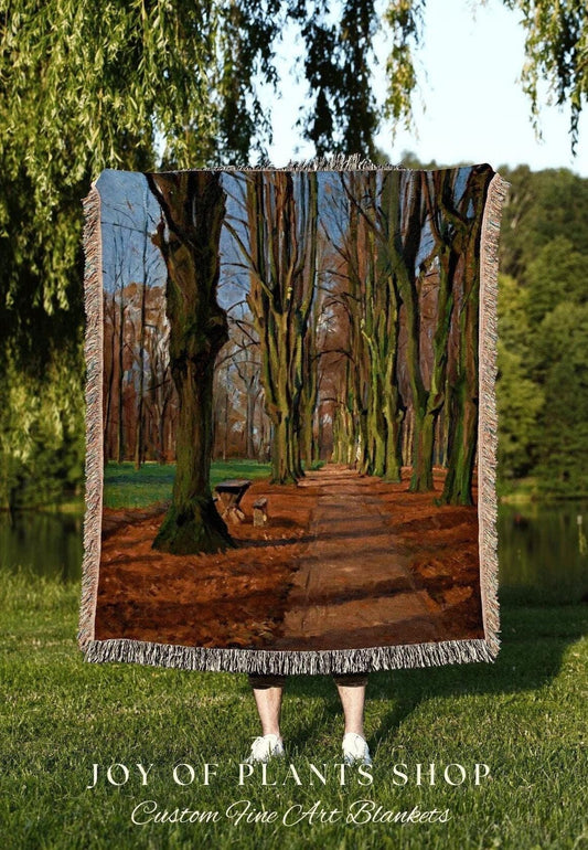 Dark Woodland Gothic Tapestry Blanket Fine Art Painting 'An Avenue in Søndermarken' | Danish Art Painting Fine Art Blanket Forest Tapestry |