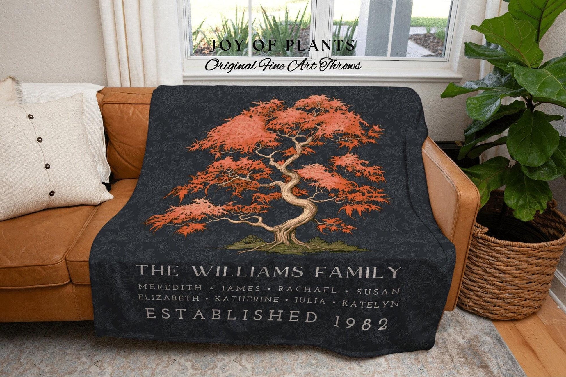 Meaningful Family Blanket Custom | Woven Tapestry Family Tree Personalized Mother's Day Gift Meaningful Custom Family Blanket Woven Tapestry