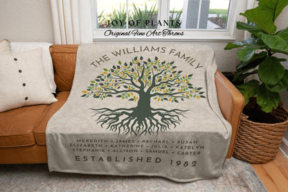 Family Tree Custom Blanket Woven | Heritage Blanket Custom Family Gift Meaningful | Thoughtful Wedding Gift Sentimental Gift for Family Tree