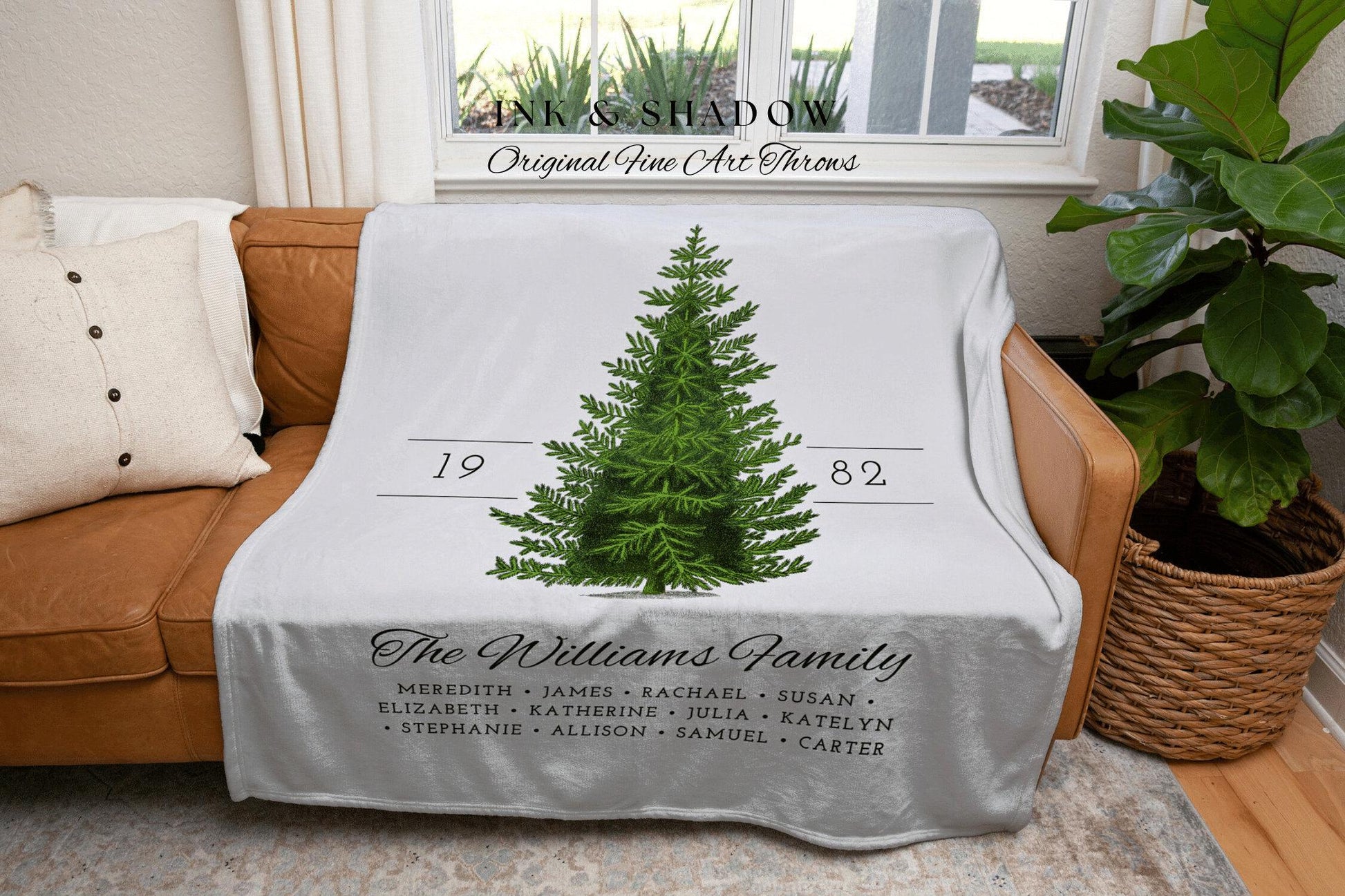 Family Tree Blanket Christmas Gift Custom Family Tree Personalized Tapestry Meaningful Gift for Grandparents Sentimental Family Name Blanket