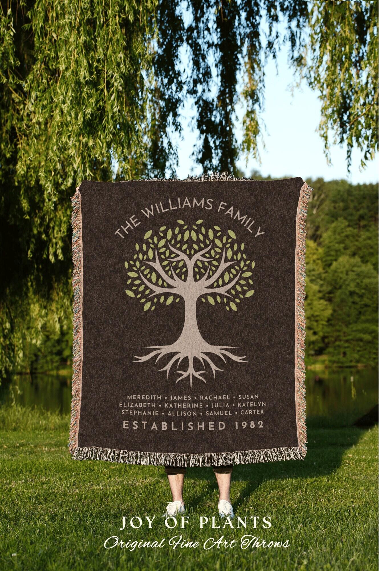 Sentimental Family Gift Custom Tree Blanket | Woven Tapestry Personalized Family Gift Meaningful | Thoughtful Gift for Grandma Personalized