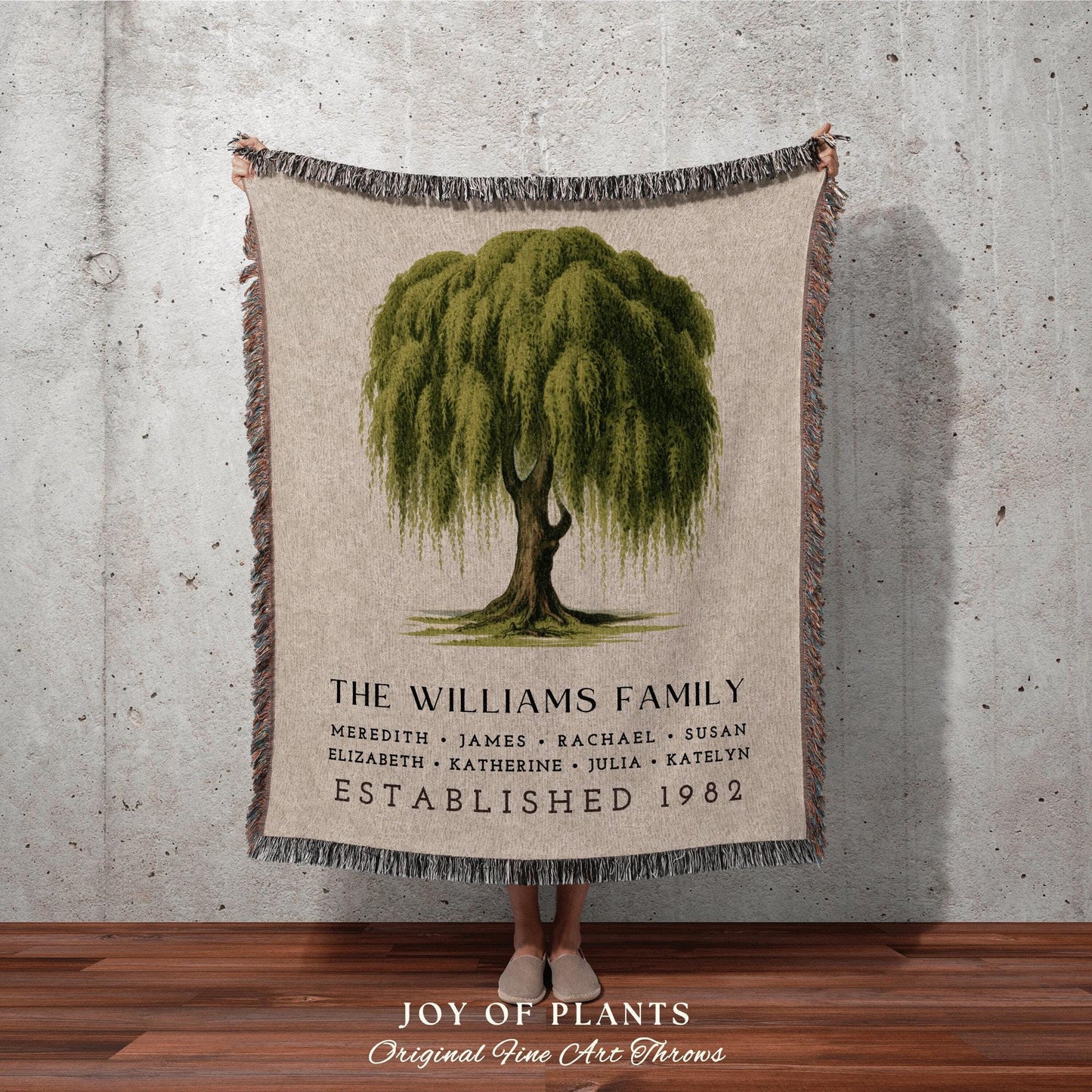 Custom Family Name Tapestry | Family Tree Gift Personalized Mother's Day Custom Blanket for Grandparents Sentimental Family Gift Custom Name