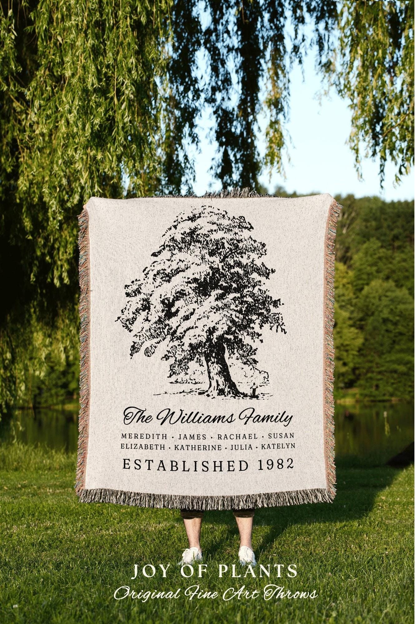 Personalized Family Tree Tapestry Woven | Family Tree Blanket Custom Family Gift Meaningful | Wedding Gift Sentimental Gift for Family Tree