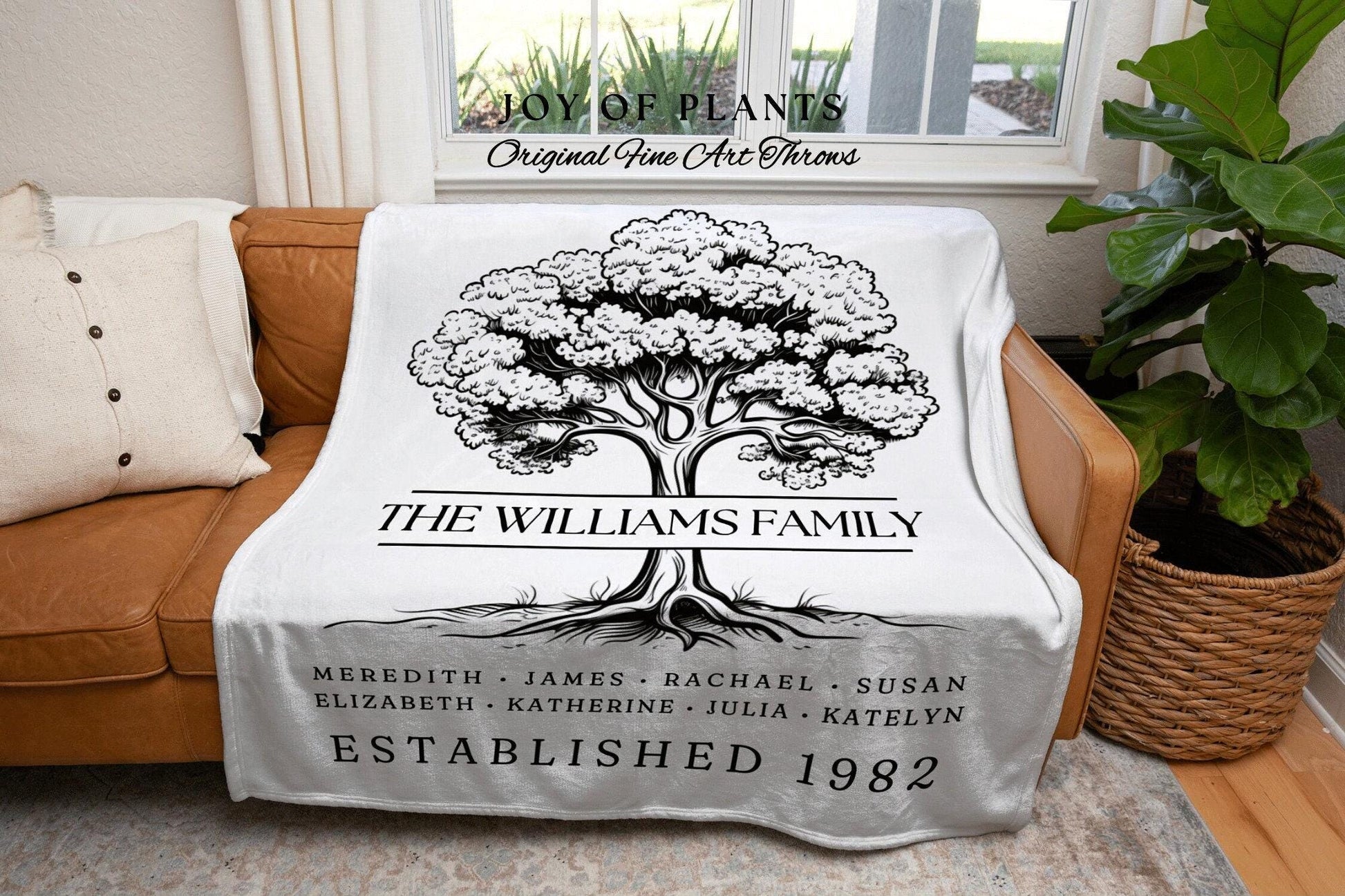 Tree Blanket Family Name Gift | Custom Family Tree Personalized Mother's Day Gift Custom Blanket for Mom Sentimental Family Gift Custom Art