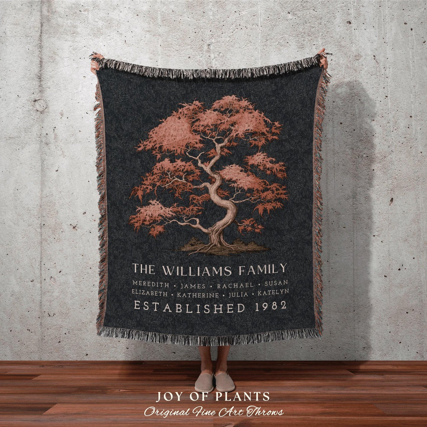 Meaningful Family Blanket Custom | Woven Tapestry Family Tree Personalized Mother's Day Gift Meaningful Custom Family Blanket Woven Tapestry