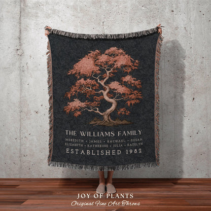 Meaningful Family Blanket Custom | Woven Tapestry Family Tree Personalized Mother's Day Gift Meaningful Custom Family Blanket Woven Tapestry