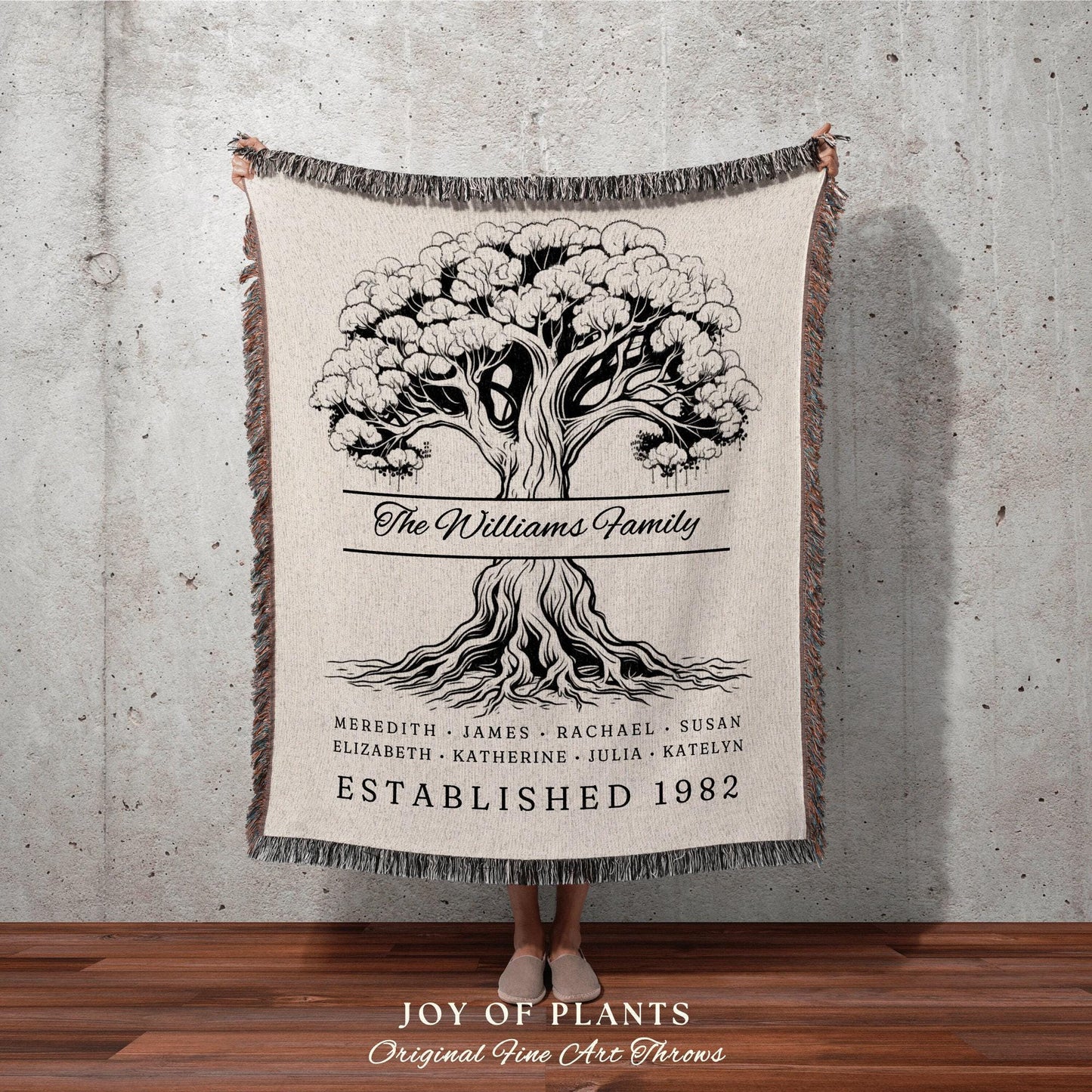 Family Tree Blanket Last Name Gift | Custom Family Tree Personalized Mother's Day Gift Custom Blanket for Mom Sentimental Family Gift Custom