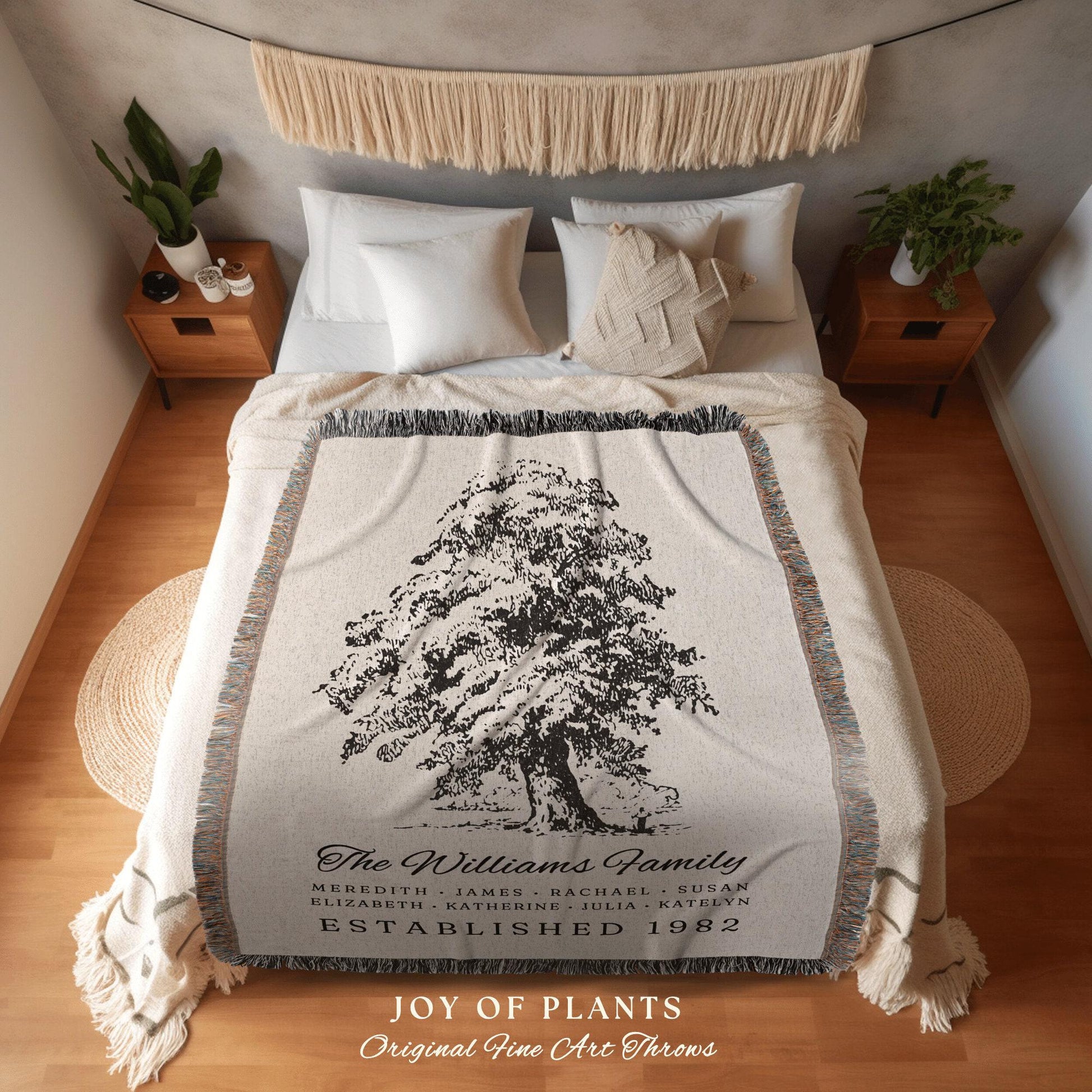 Personalized Family Tree Tapestry Woven | Family Tree Blanket Custom Family Gift Meaningful | Wedding Gift Sentimental Gift for Family Tree